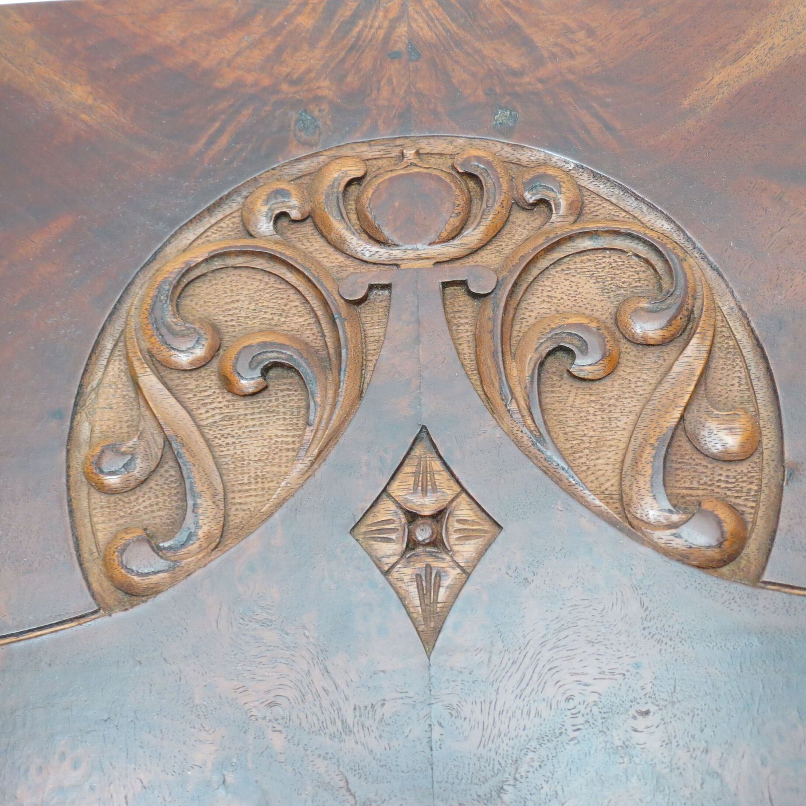 photo vinterior Art Nouveau Secessionist Carved Burr Walnut Wood Wall Hanging 1900
