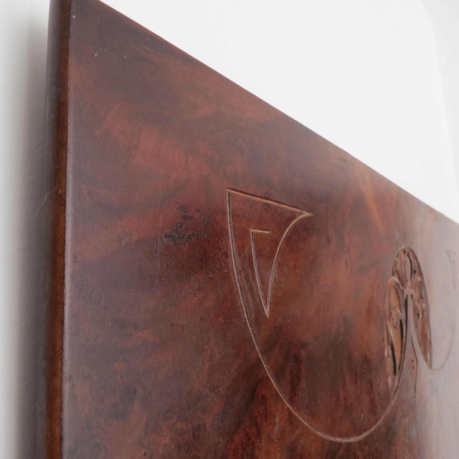 photo buy Art Nouveau Secessionist Carved Burr Walnut Wood Wall Hanging 1900