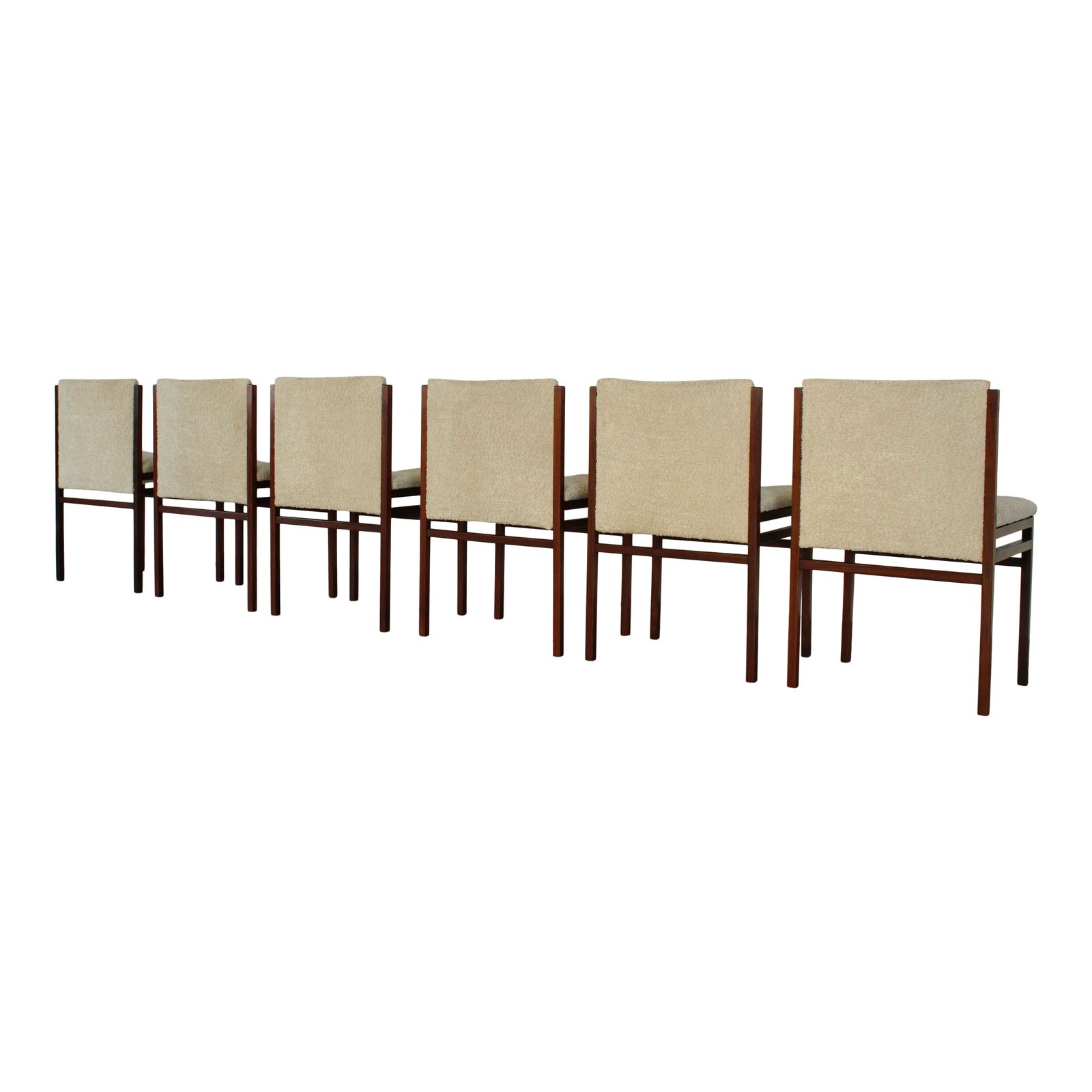 Set Of 6 Tito Agnoli Ash Dining Chairs For Cinova With Bouclé Upholstery photo buy
