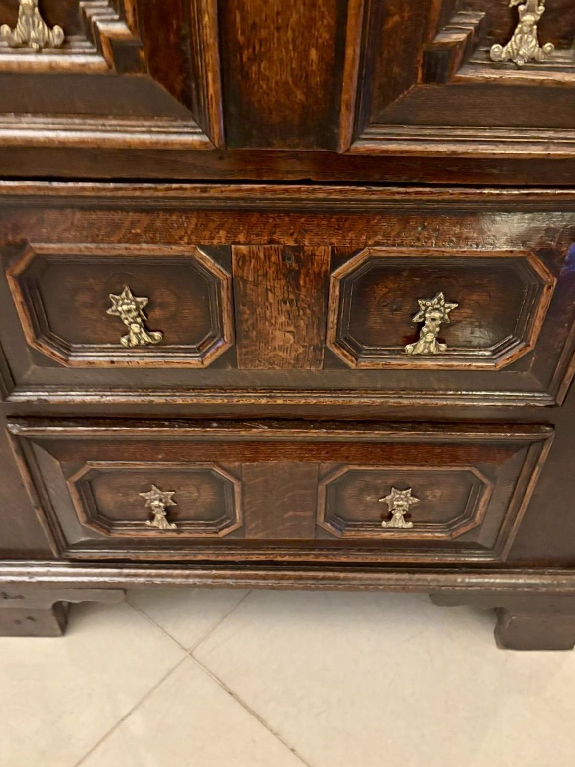 photo for sale Superb Quality Antique 17th Century Jacobean Oak Geometric Chest Of Drawers
