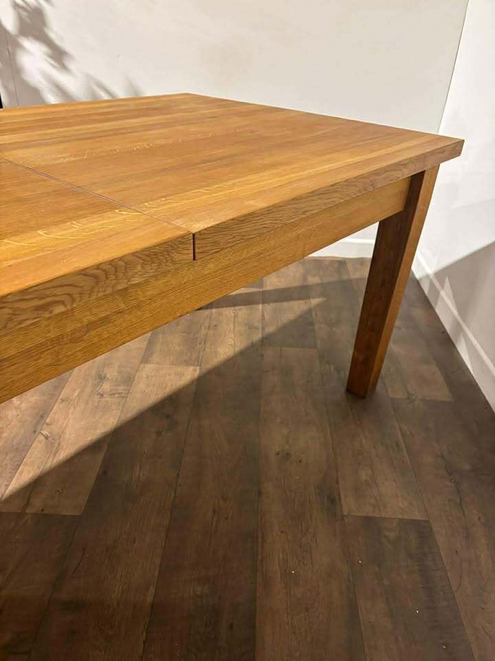 Furniture Contemporary Solid Oak Extending Dining Table photo