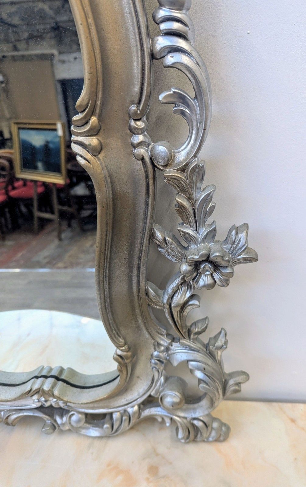 photo vinterior Vintage Rococo Style Silver And Gold Decorative Mirror Delivery Available 0067.