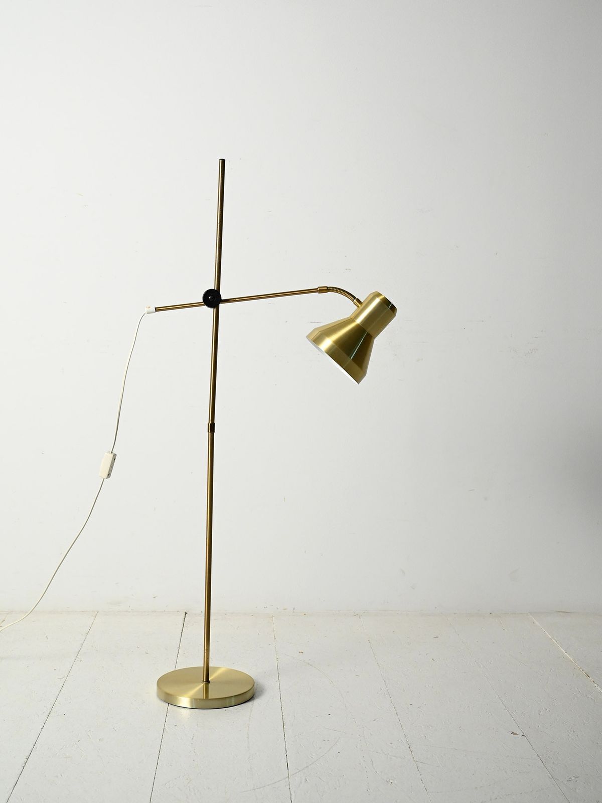 Scandinavian Brass Floor Lamp With Adjustable Arm photo 500.0