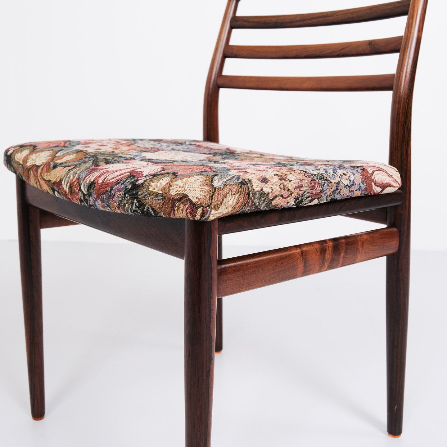 Set Of Six Dining Chairs   Rosewood & Floral Seat   Erling Torvits   Sorø Furniture Factory   1960s photo buy
