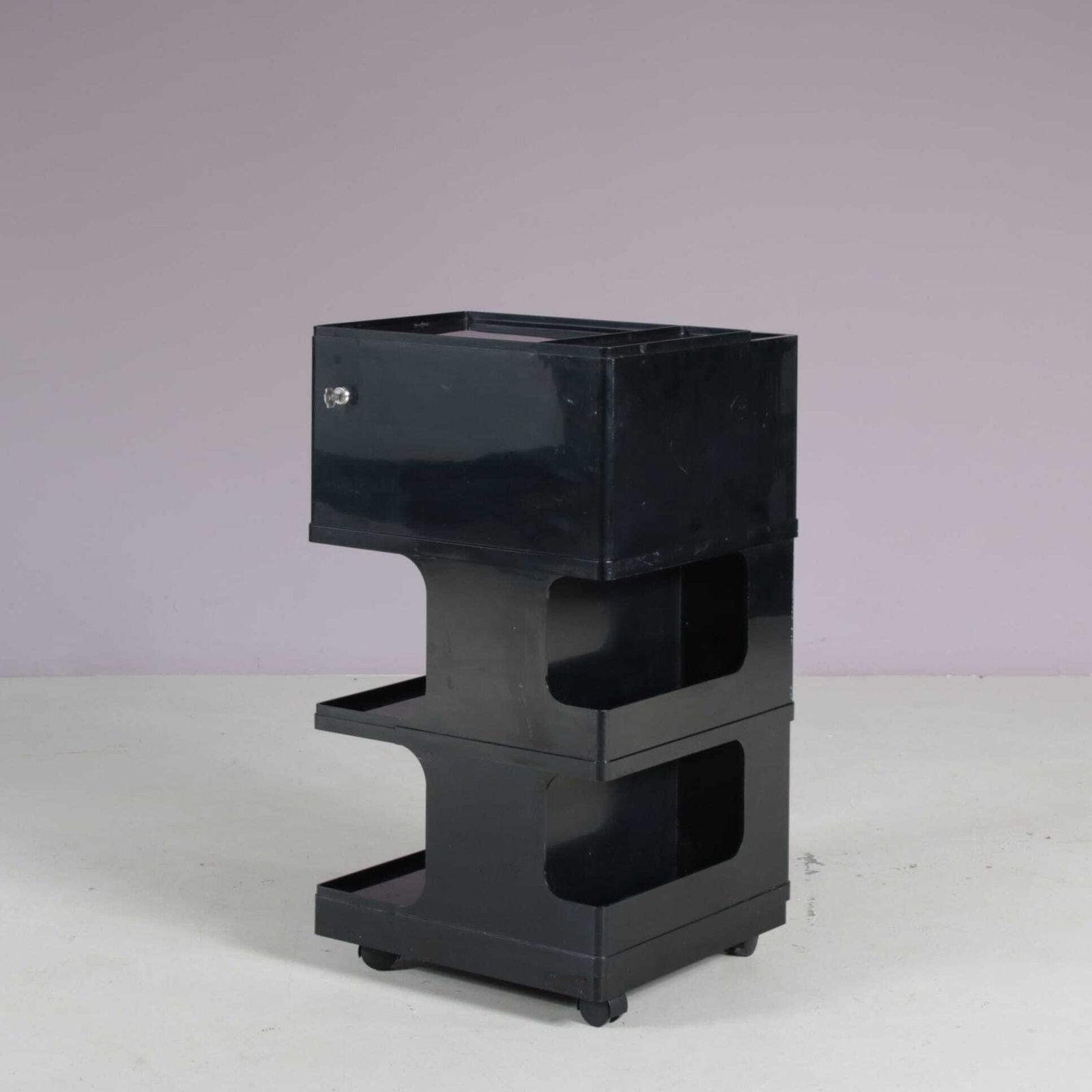 1970s Black Plastic Trolley By Giovanni Pelis For Stile Neolt, Italy photo buy