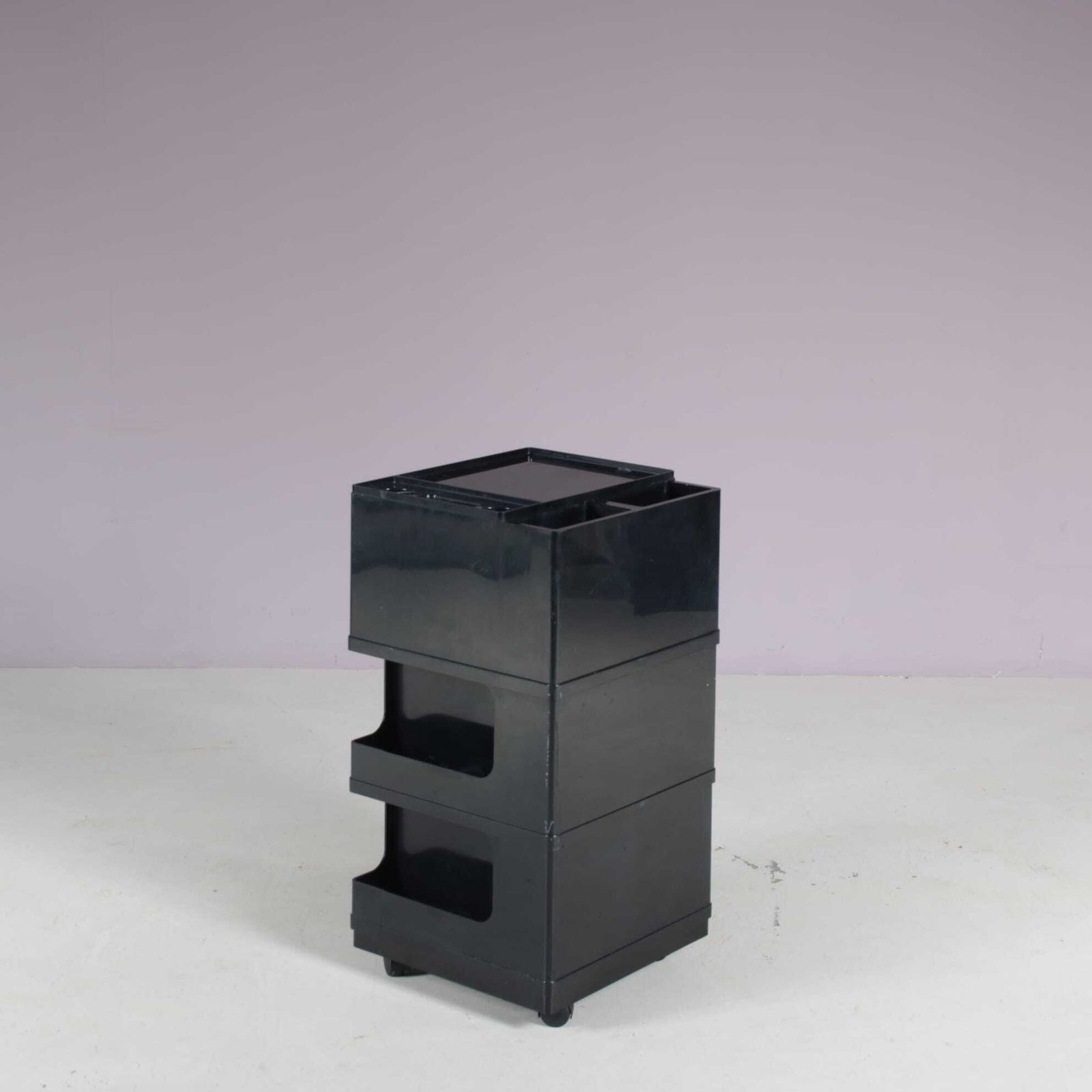 photo furniture 1970s Black Plastic Trolley By Giovanni Pelis For Stile Neolt, Italy