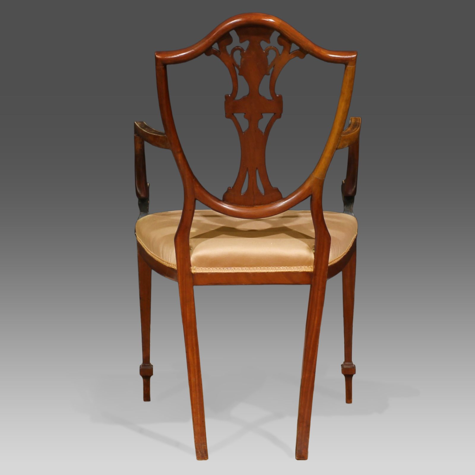 Antique Sheraton Painted Shield Back Satinwood Armchair  19thc Superb Quality photo vinterior