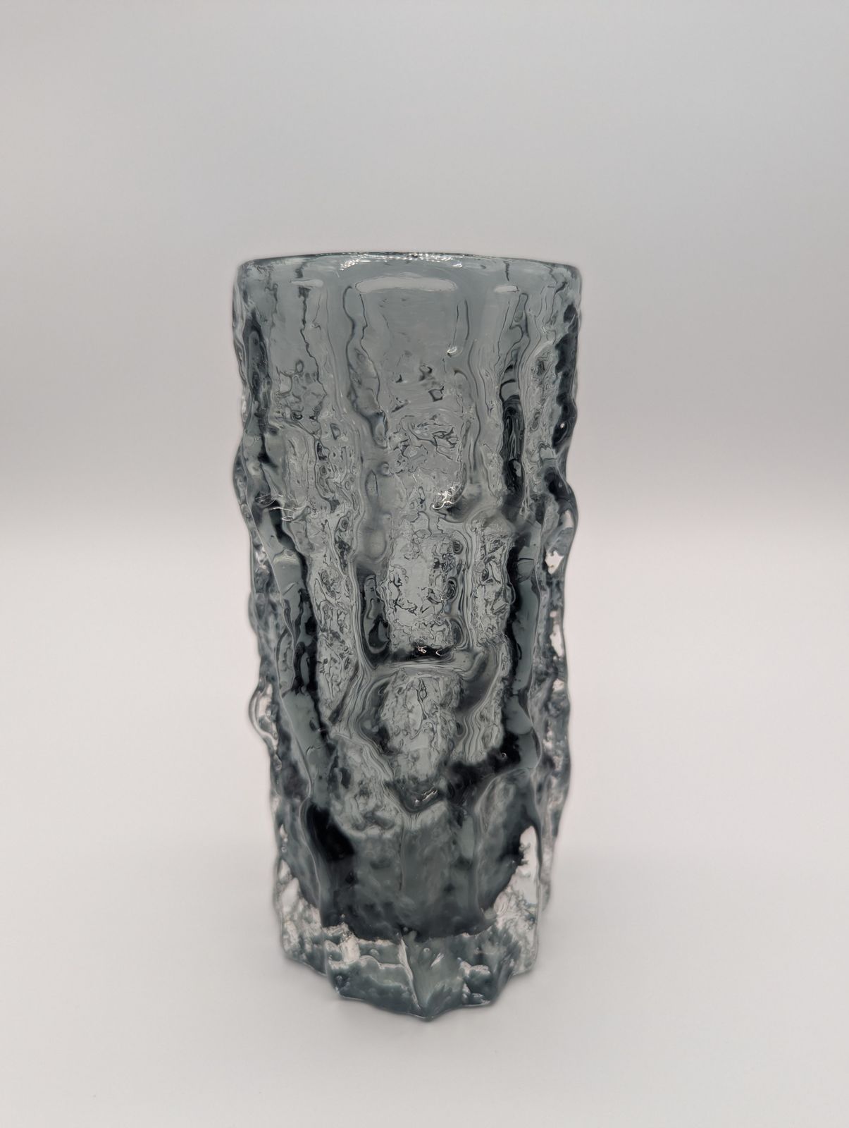 Whitefriars Glass | Geoffrey Baxter “Bark” Vase, Pewter, 15.3 Cm
