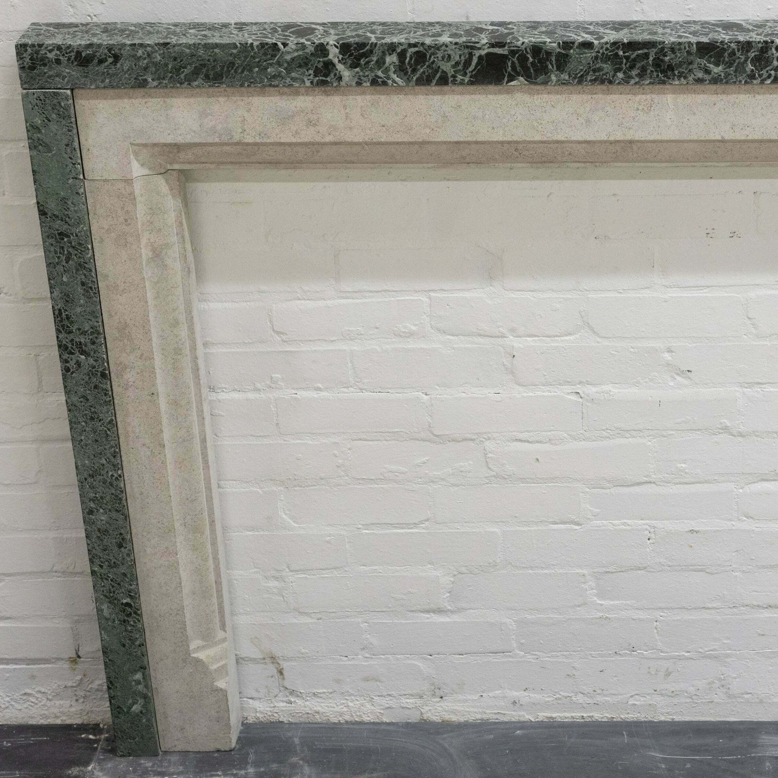 Early 20th Century Portland Stone & Verdi Marble Fireplace Surround photo for sale