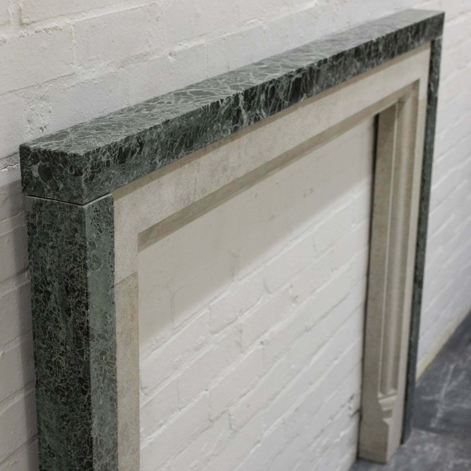 Early 20th Century Portland Stone & Verdi Marble Fireplace Surround photo Home Fixtures