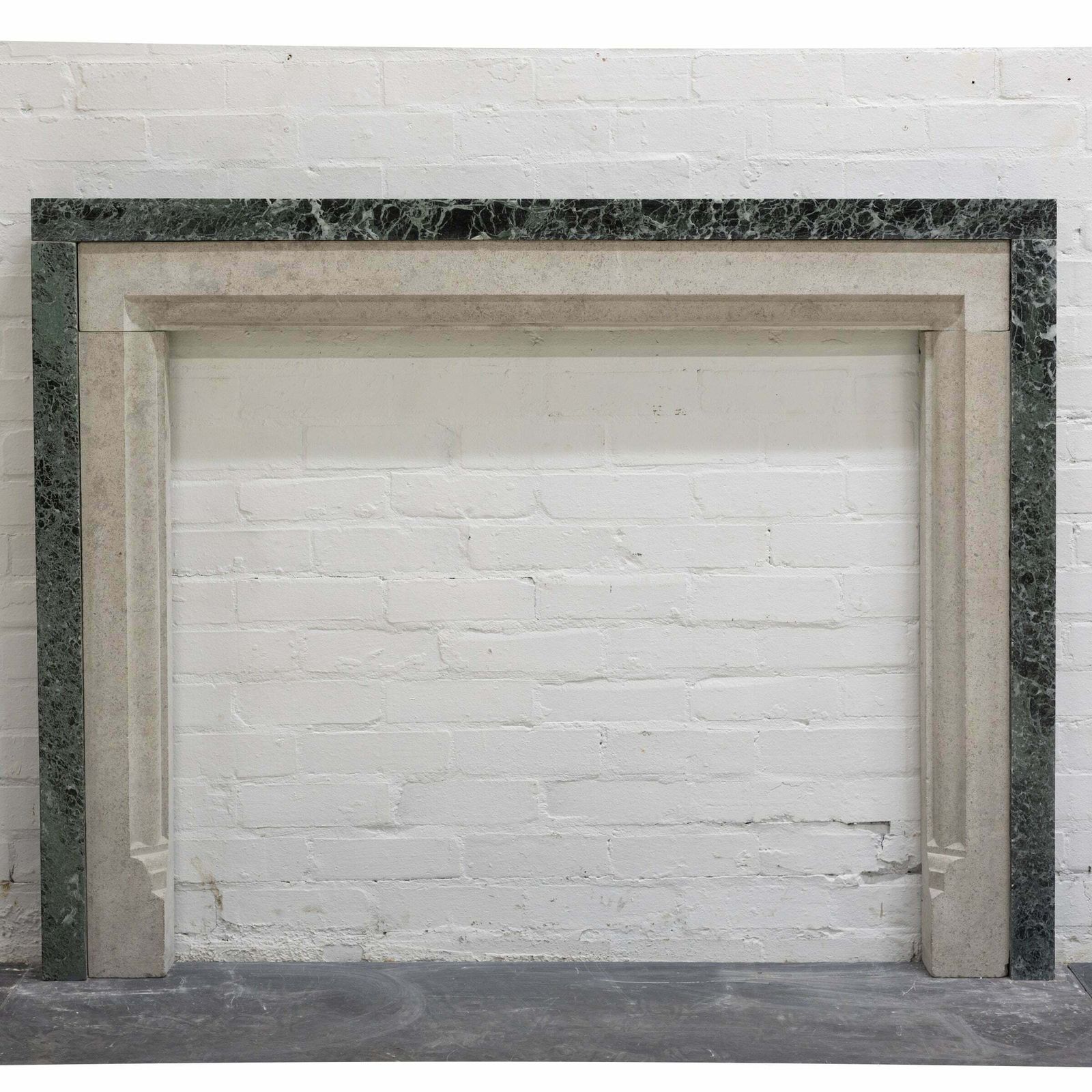 photo vinterior Early 20th Century Portland Stone & Verdi Marble Fireplace Surround