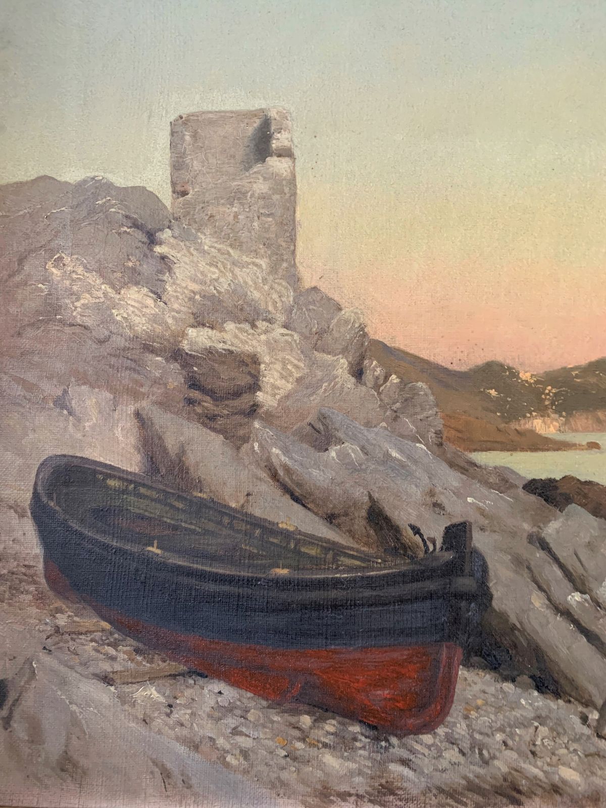 Coastal Scene Original Signed Antique Oil On Canvas  William Heath Wilson photo buy