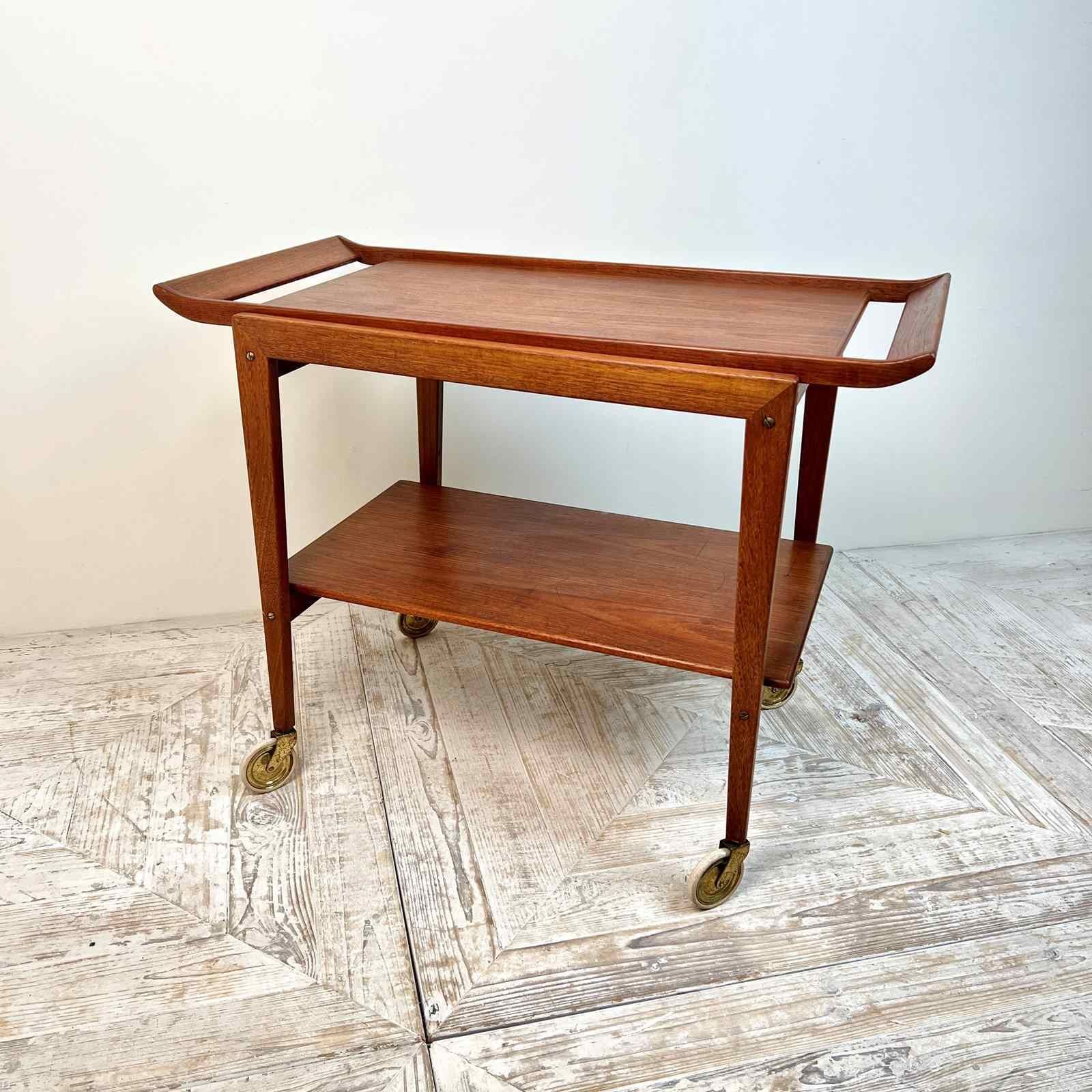 Danish Mcm Tray Top Drinks Trolley By Edvard Kindt Larsen For Soborg Mobler photo Furniture