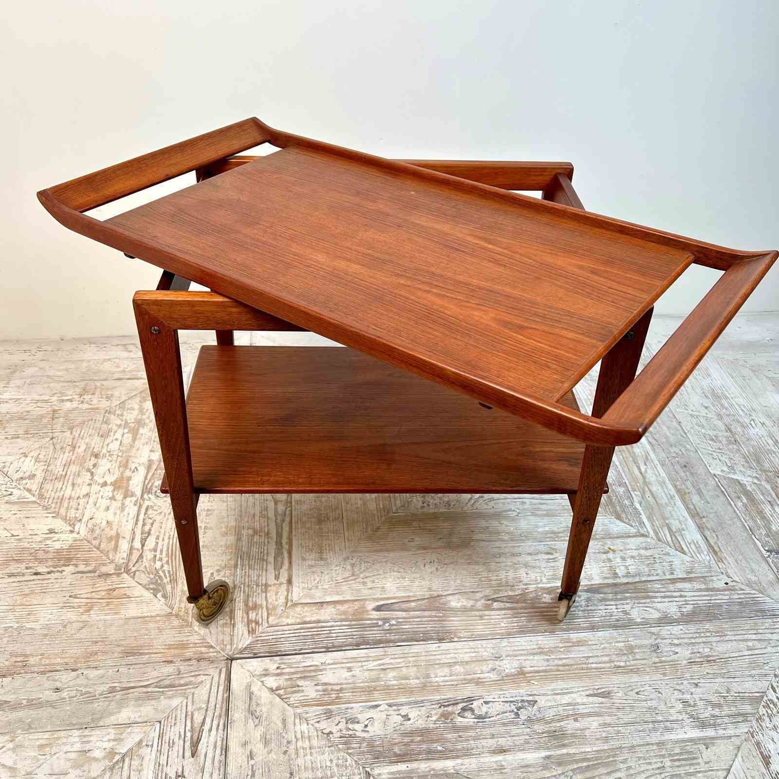 Danish Mcm Tray Top Drinks Trolley By Edvard Kindt Larsen For Soborg Mobler photo vinterior