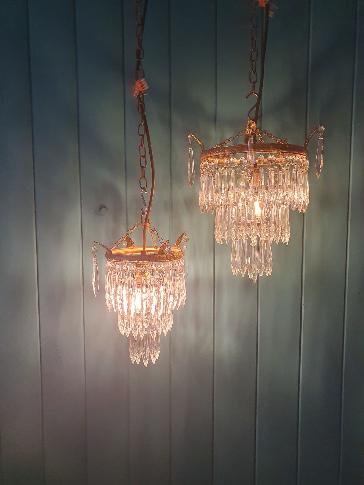 Antique Pair Of Spike Chandelier 10" photo furniture