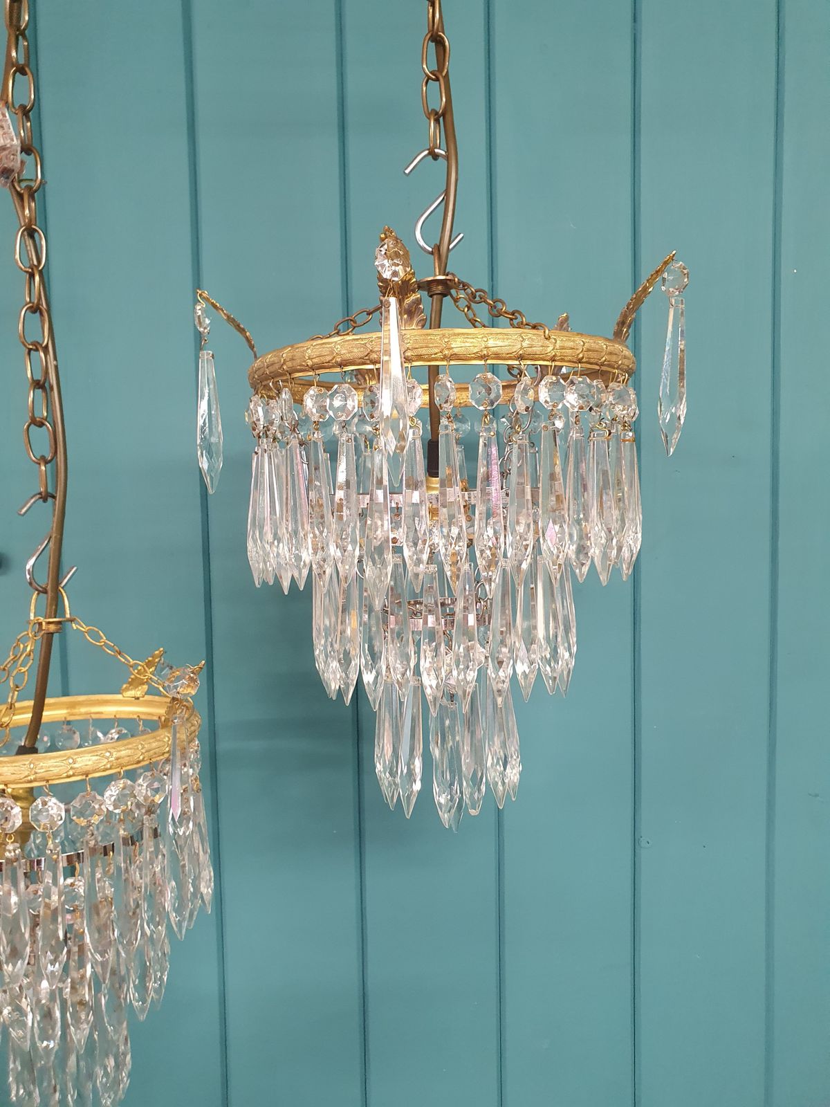 Antique Pair Of Spike Chandelier 10" photo for sale