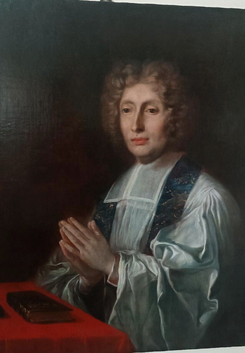 Antique Painting On Canvas Depicting The Portrait Of A Prelate, French School, 18th Century photo Art