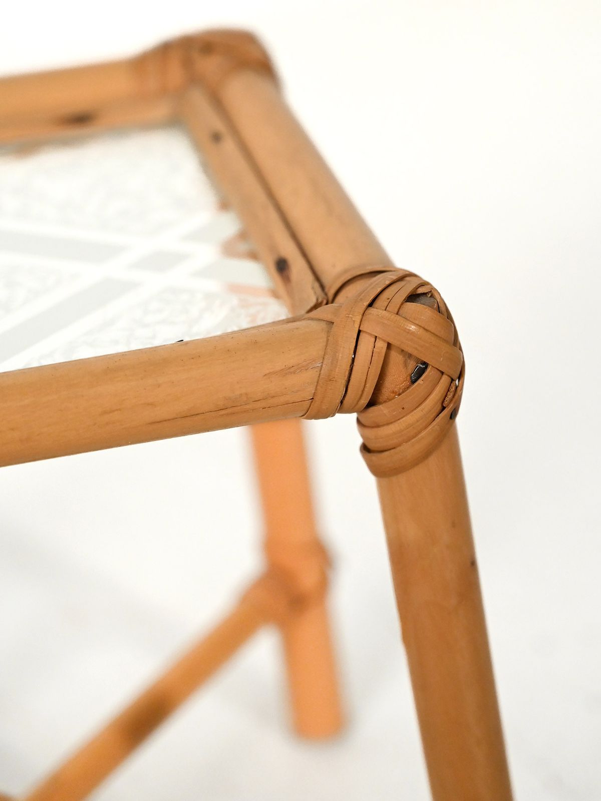 Bamboo Flower Holder With Opaque Glass photo for sale