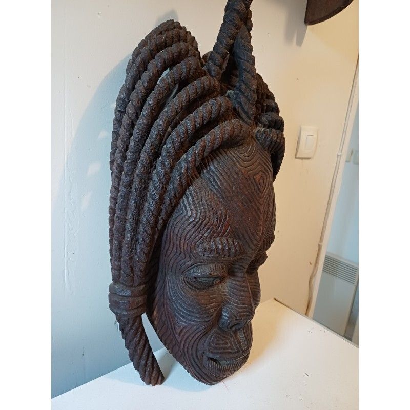 African Wooden Mask Ivory Coast Baoulé photo furniture