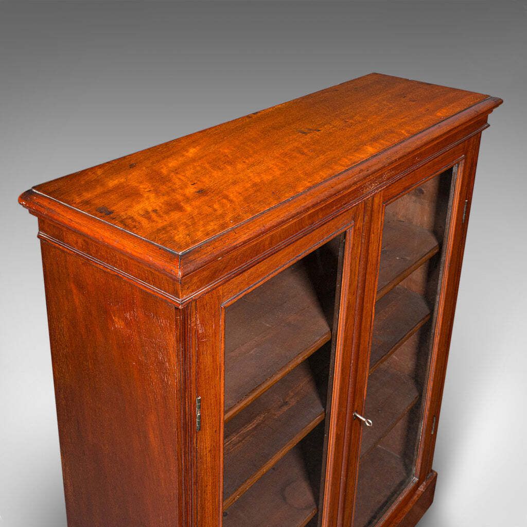 Antique Display Bookcase, English, Glazed Book Cabinet, Home Library, Victorian photo vintage