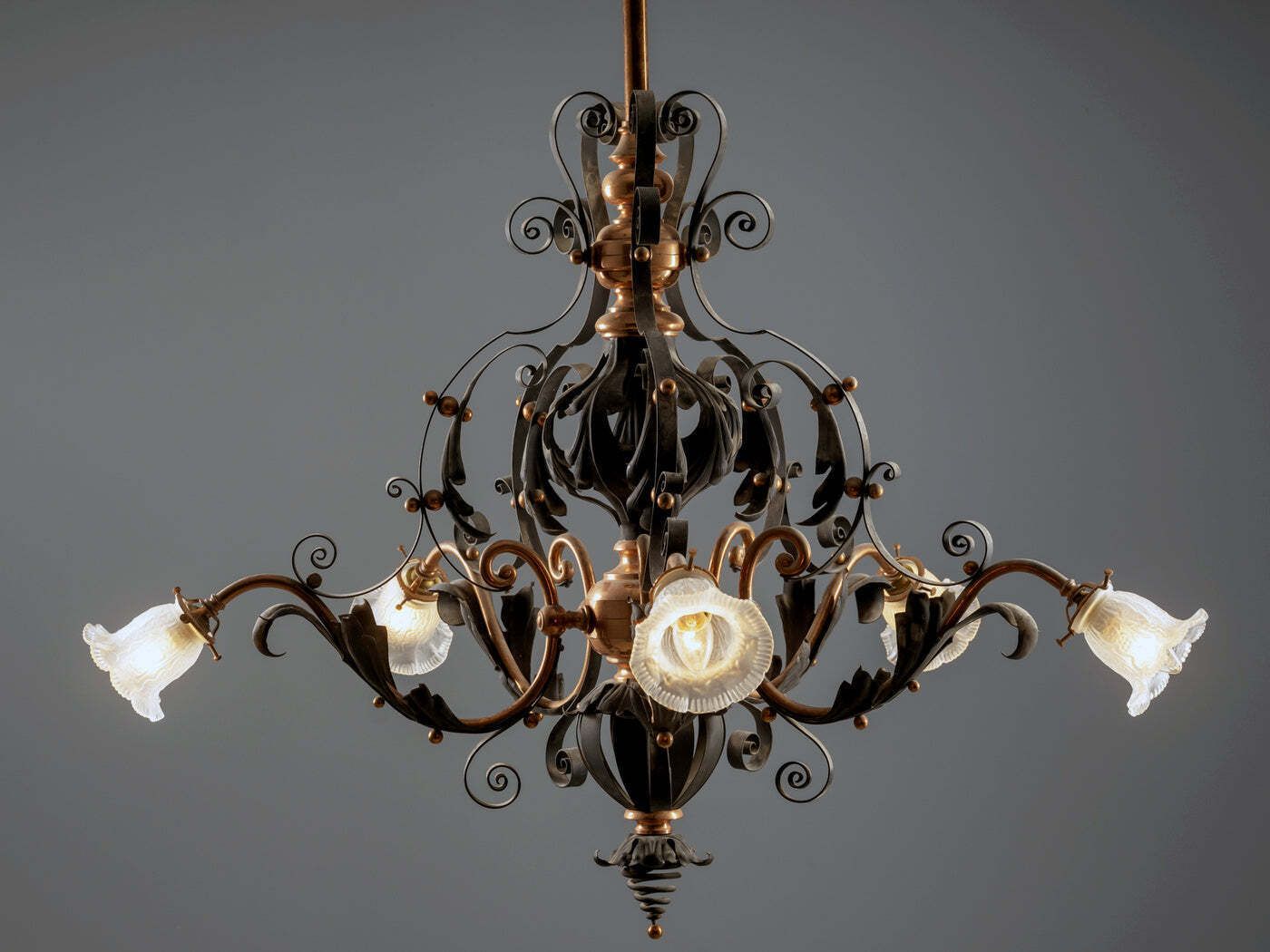photo for sale Vintage Iron Chandelier, 1910s