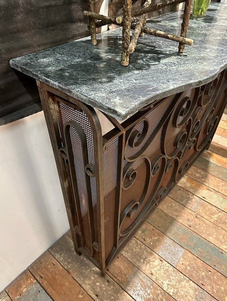 Antique Parisian Wrought Iron Radiator Cover / Console Table C.1920 photo buy