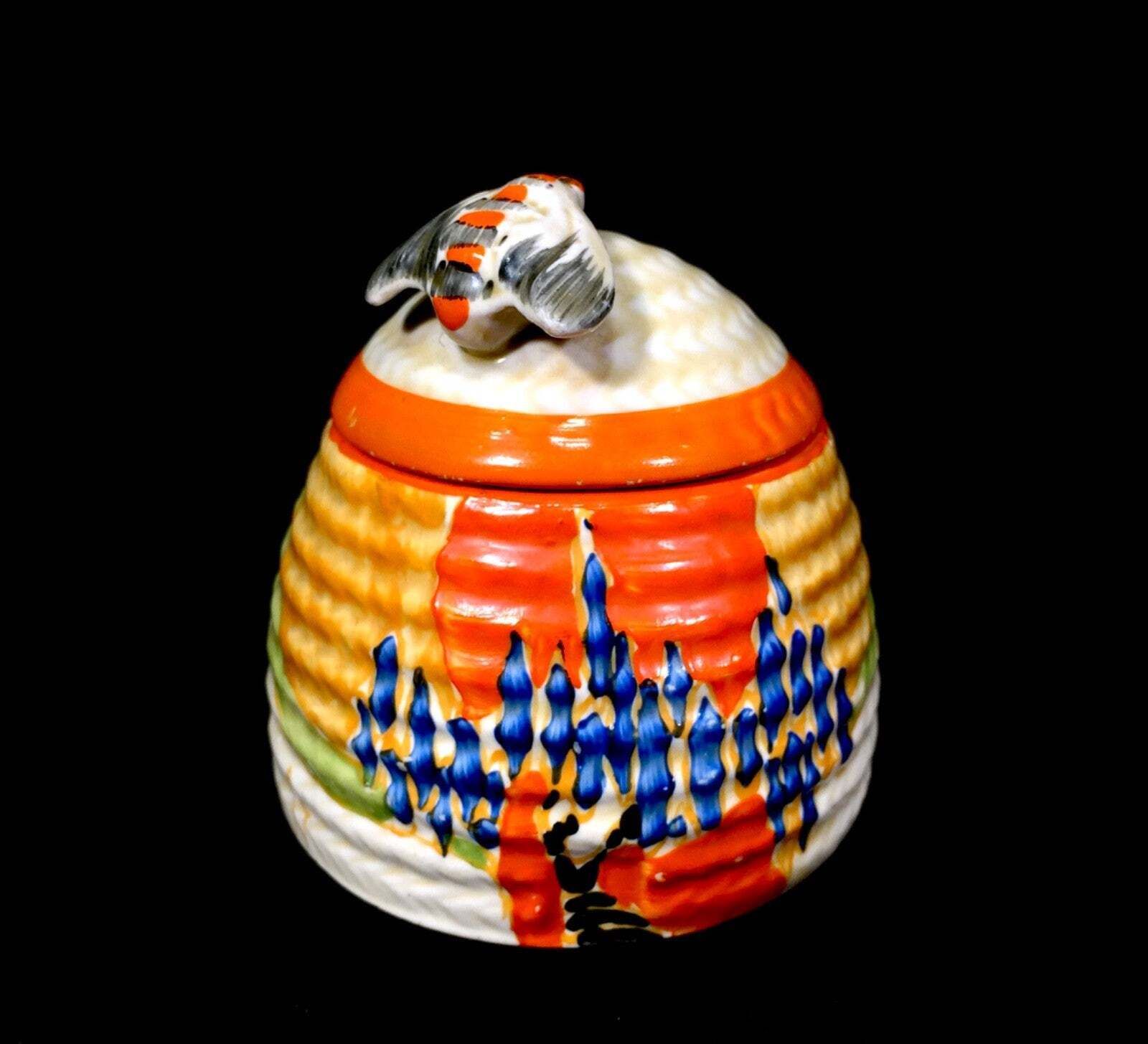 Antique Clarice Cliff Windbells Beehive Honey Pot C.1933 / Art Deco Pottery