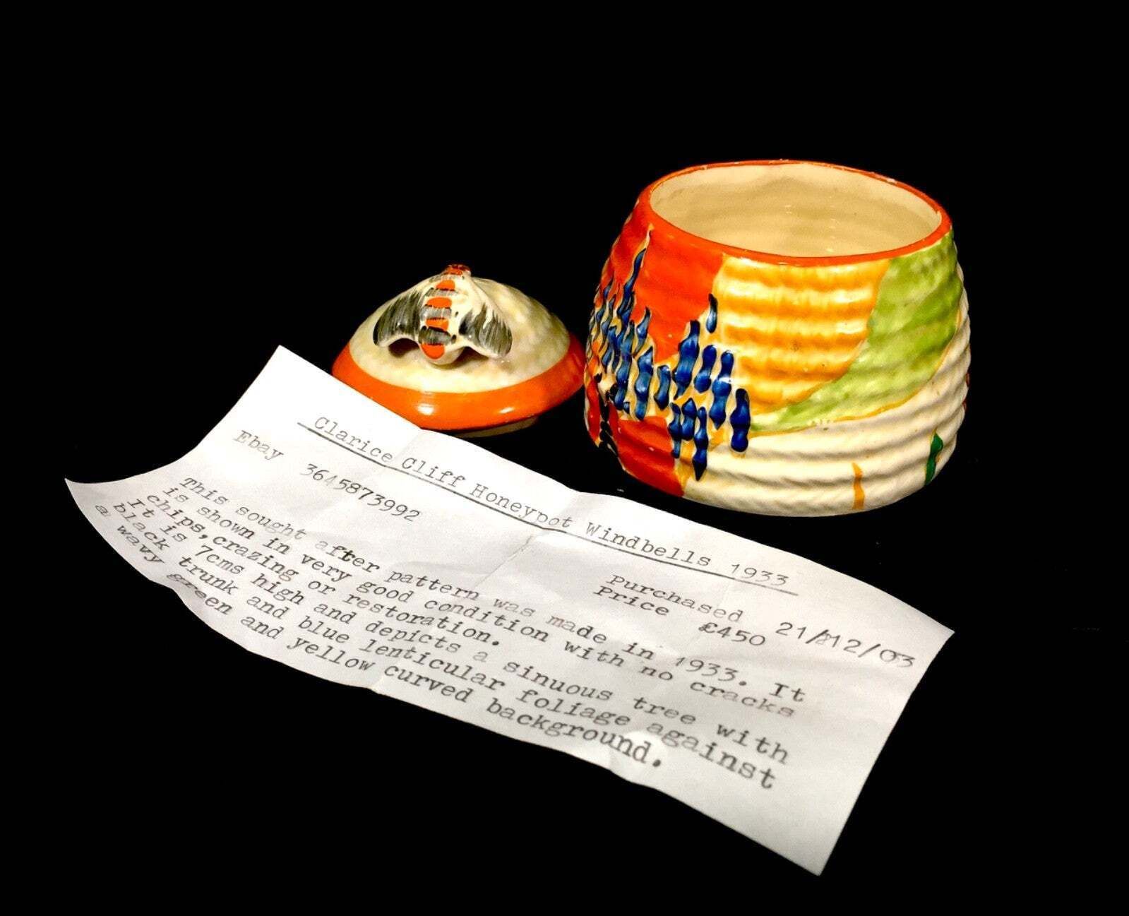 Antique Clarice Cliff Windbells Beehive Honey Pot C.1933 / Art Deco Pottery photo 395.0