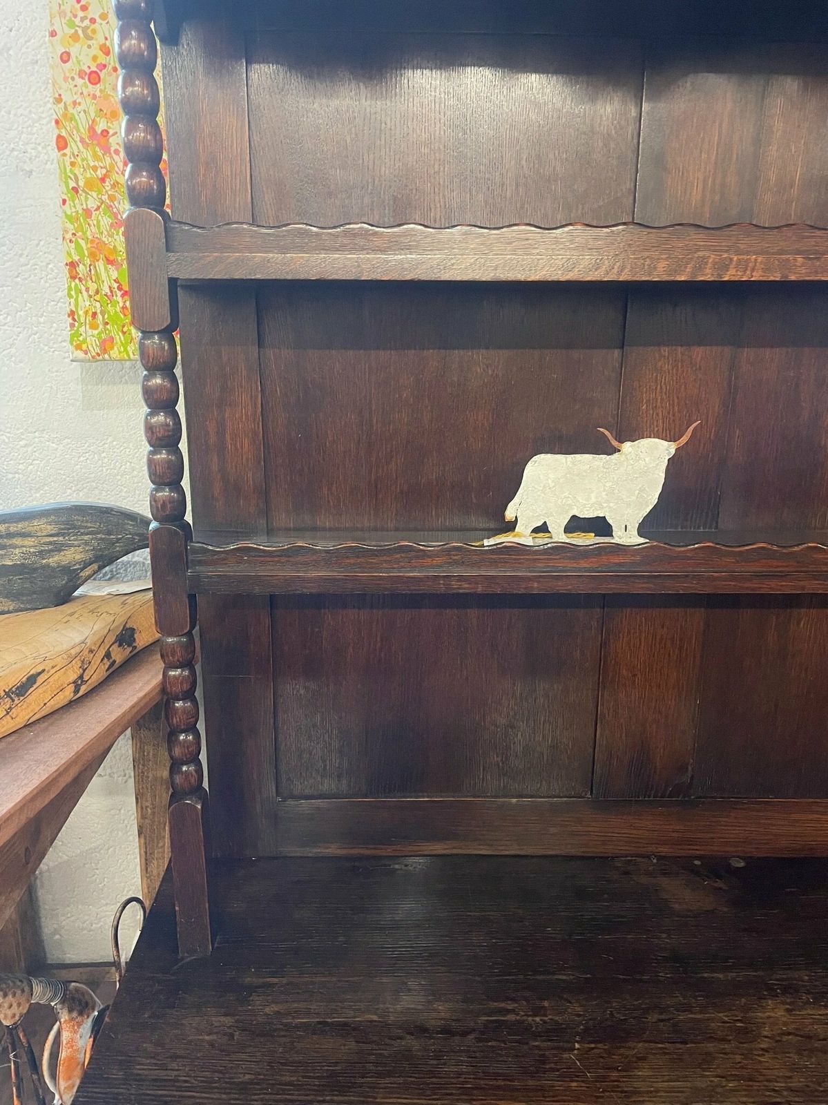 Charming English Oak Bobbin Dresser W/ Removable Shelving C.1930 photo for sale