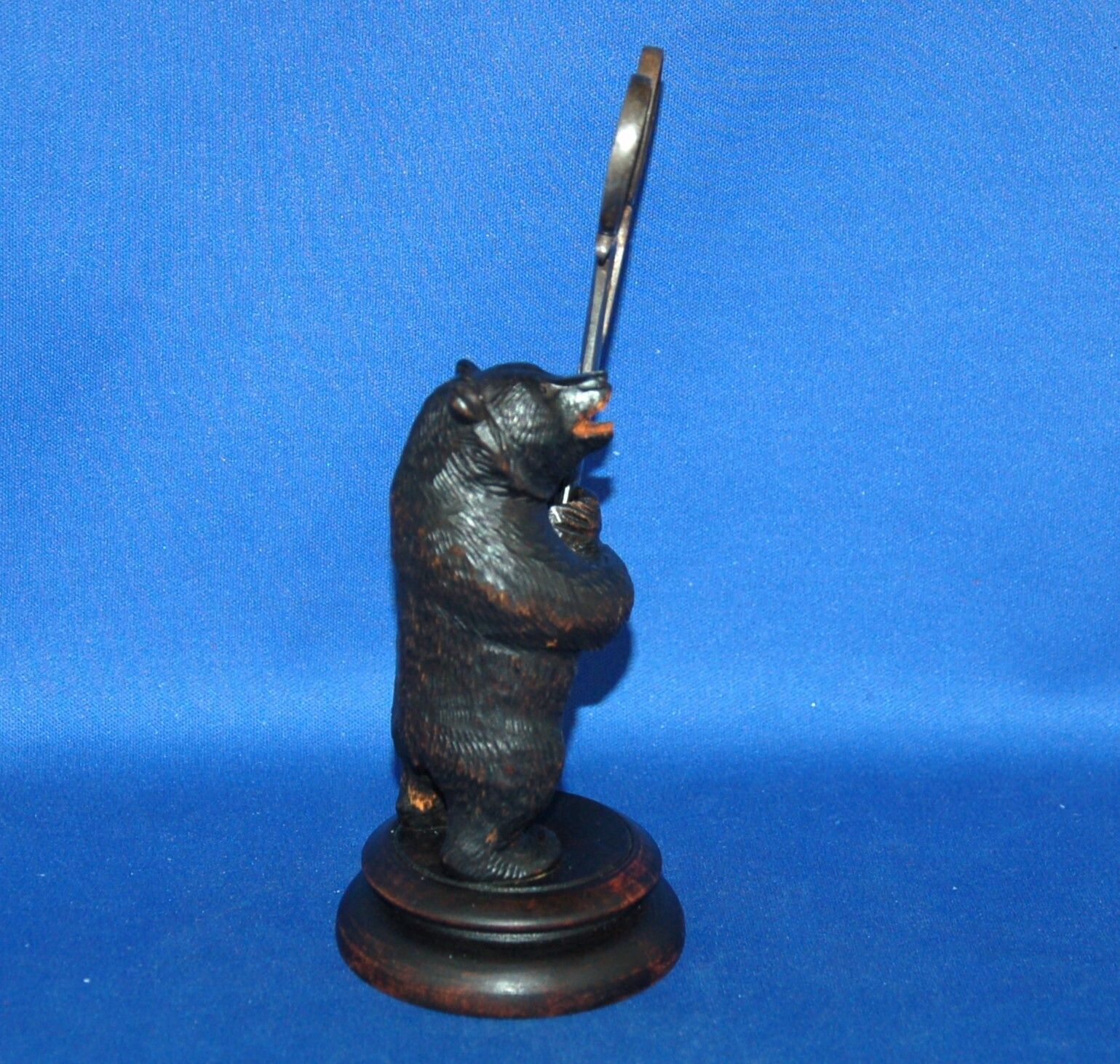 An Antique Carved Wooden Upright Standing Bear Figure Scissor Holder photo Art