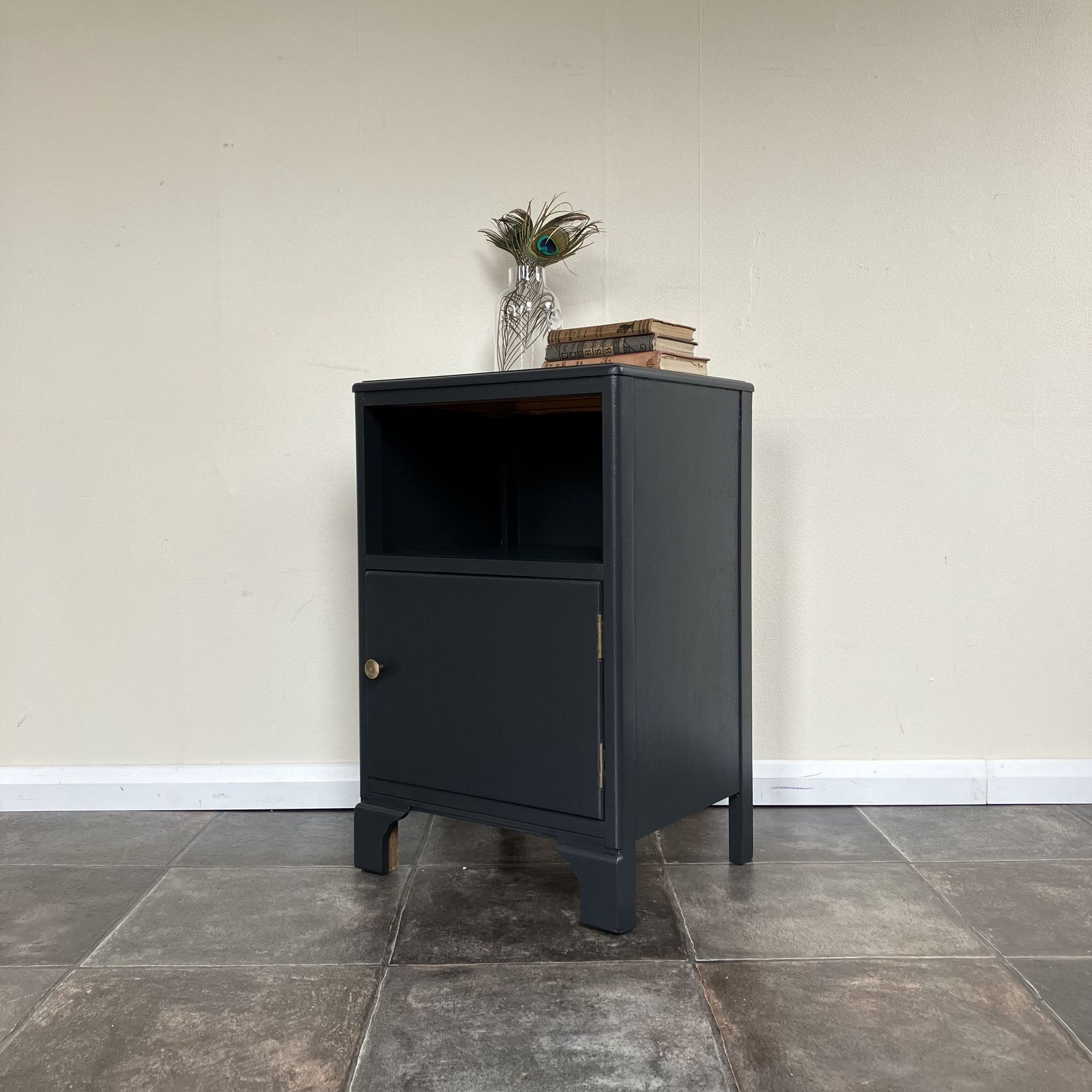 photo furniture Painted 1940's Mid Century Lebus Bedside And Wardrobe Set With Cws Chest Of Drawers; Farrow And Ball Off Black