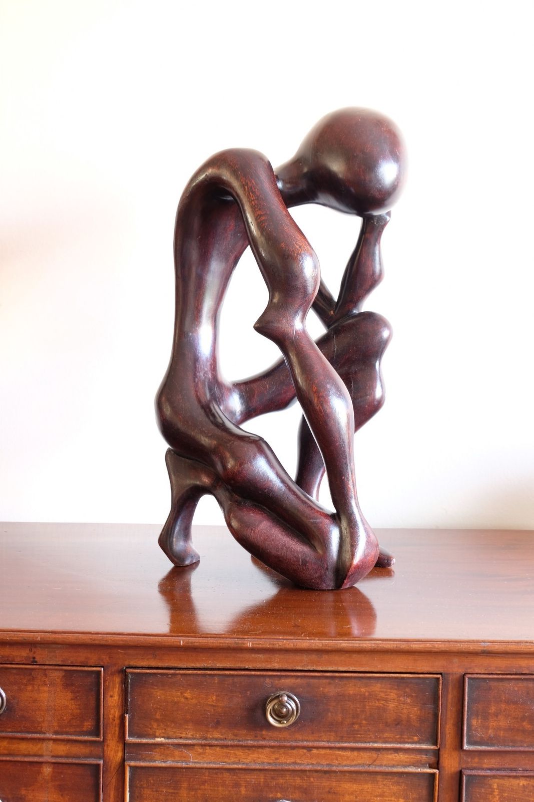 African Abstract Mahogany Sculpture Inspired By Rodin And Henry Moore