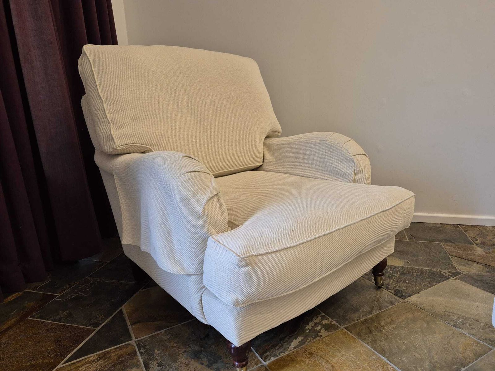 Comfortable Oka Armchair And Matching Footstool