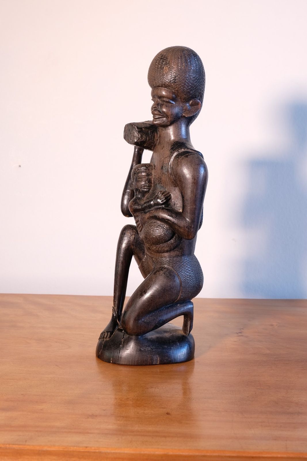 photo for sale East African Solid Ebony Sculpture Mother And Child 34.5 Cm