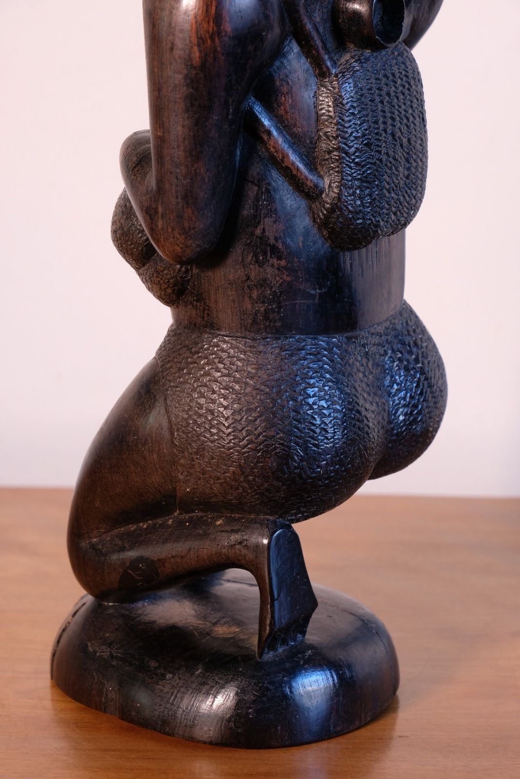 photo vintage East African Solid Ebony Sculpture Mother And Child 34.5 Cm