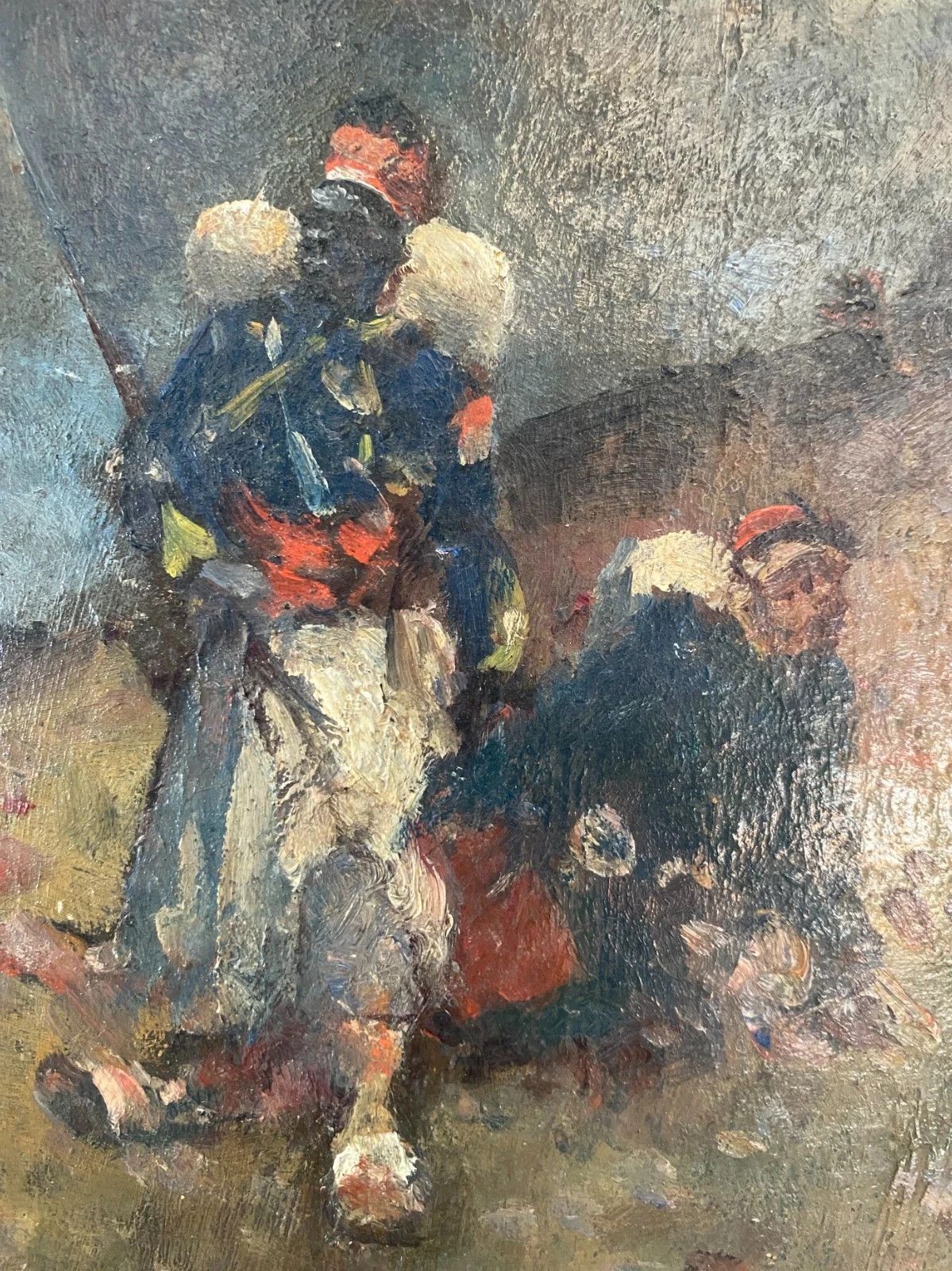 "Alphonse Chigot The Battlefield" Oil On Isorel 19th Century photo 956.25