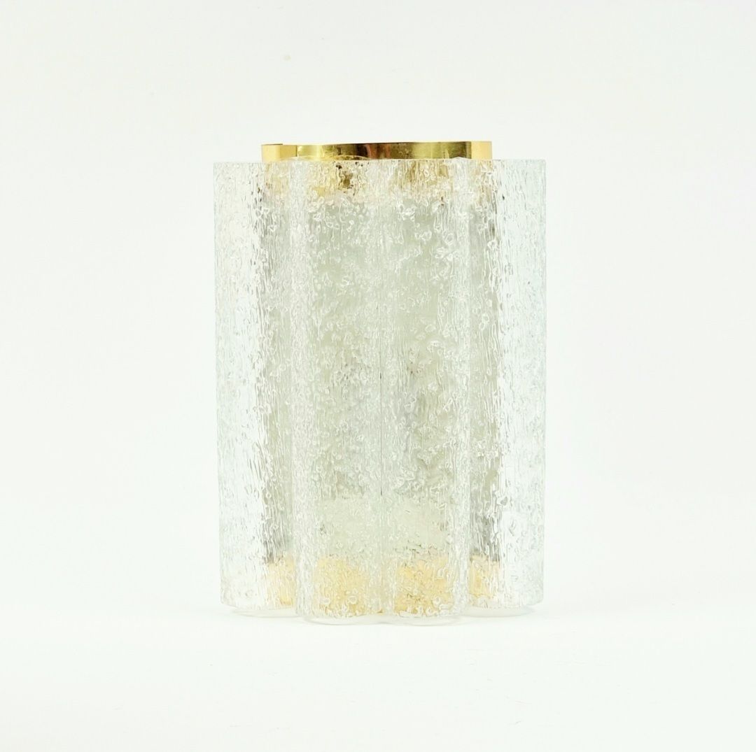 Paar Mid Century Ijsglas & Messing Wandlampen Van Doria, Duitsland, Jaren 1960 photo furniture
