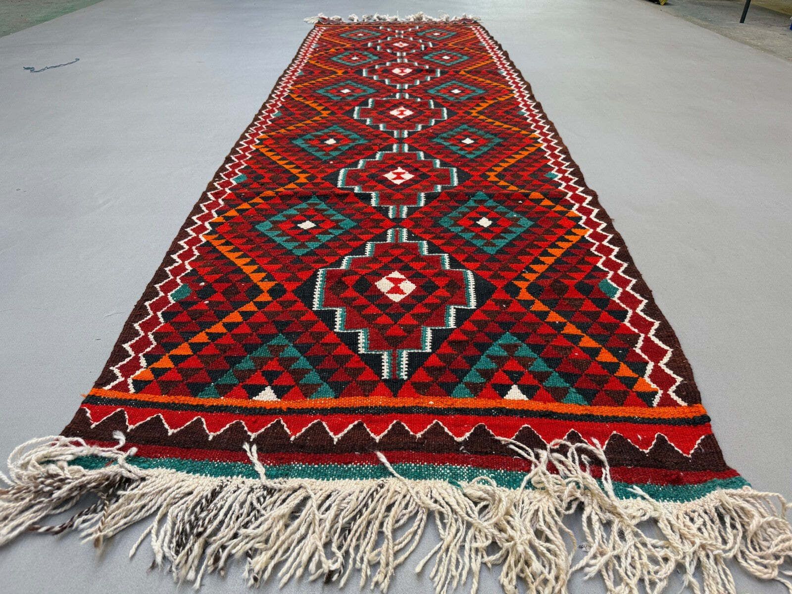 Turkish Kilim Runner 330x100 Cm, Vintage Kelim Rug, Long And Narrow photo Textiles