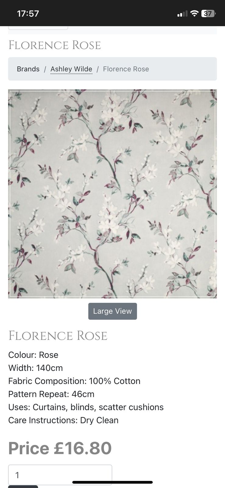 Ashley Wilde Florence Rose 100% Cotton Pair Of Curtains photo furniture