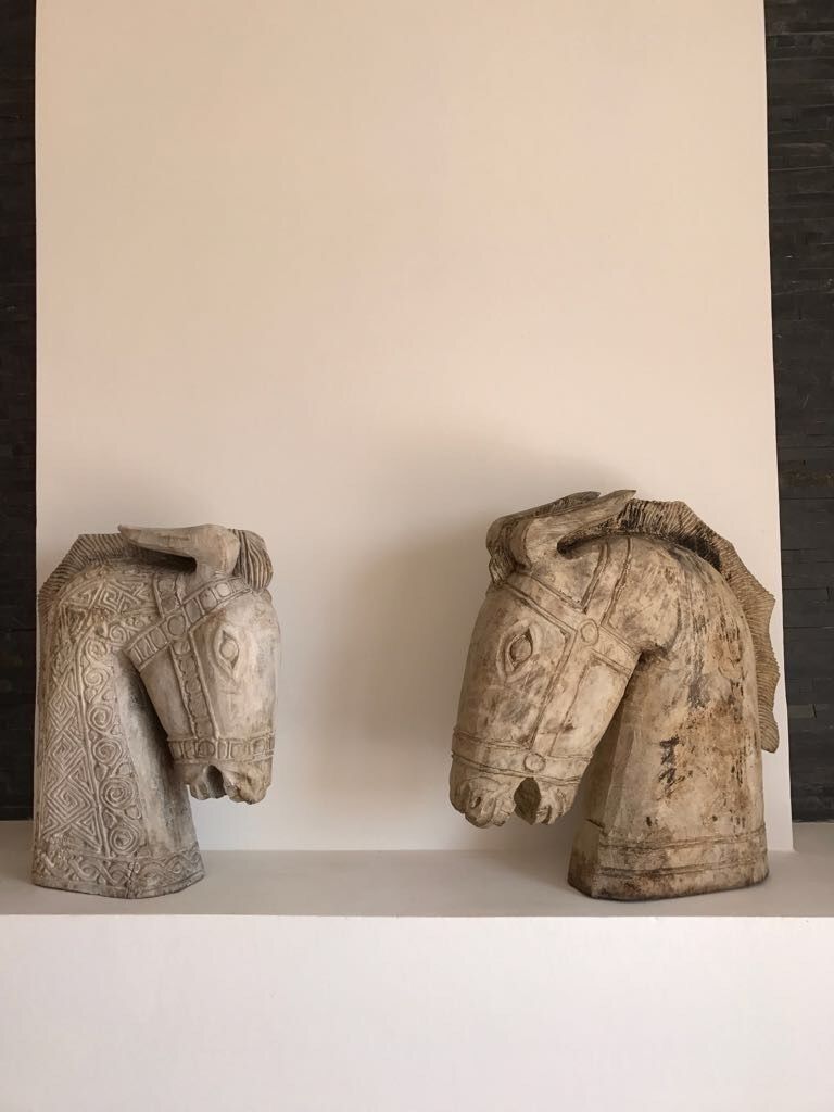 Vintage Horse Sculpture Hand Carved Teak Wood photo vintage