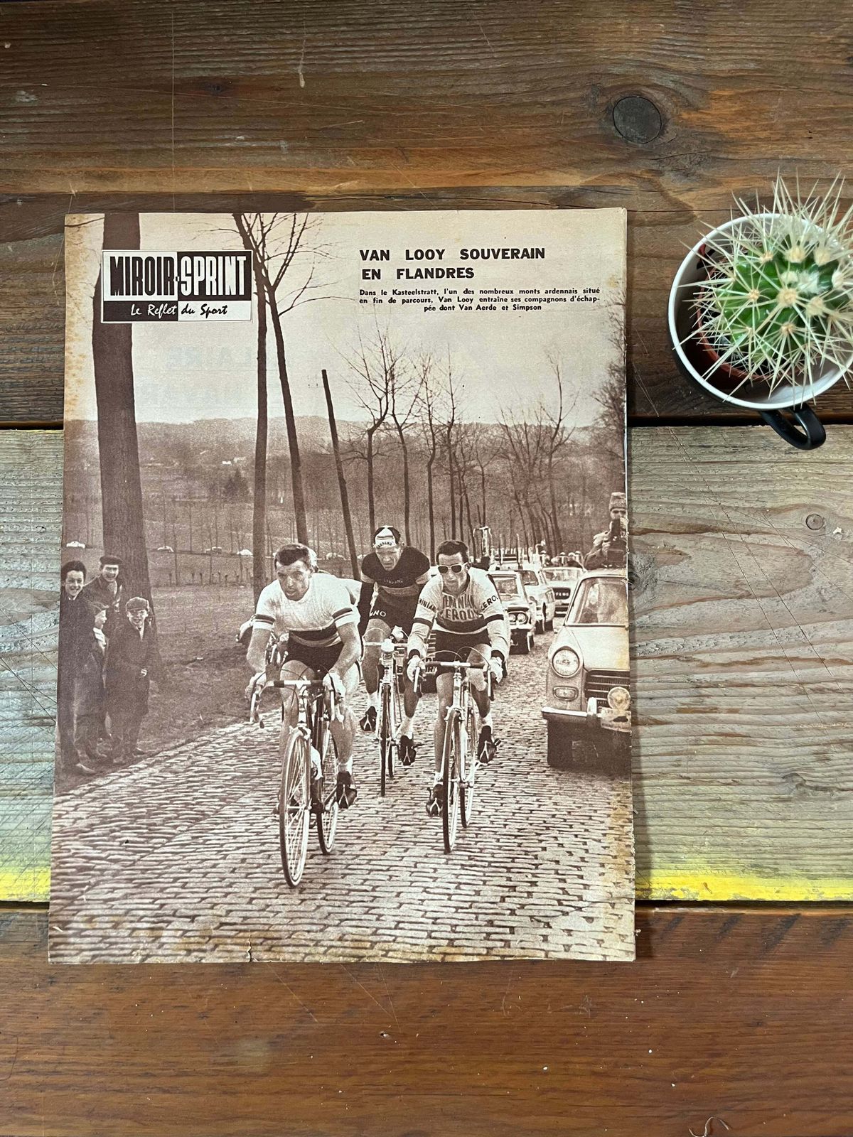 Vintage Cycling Print   Tour De Flanders, Tom Simpson, Rik Van Looy Original C1961 photo Art