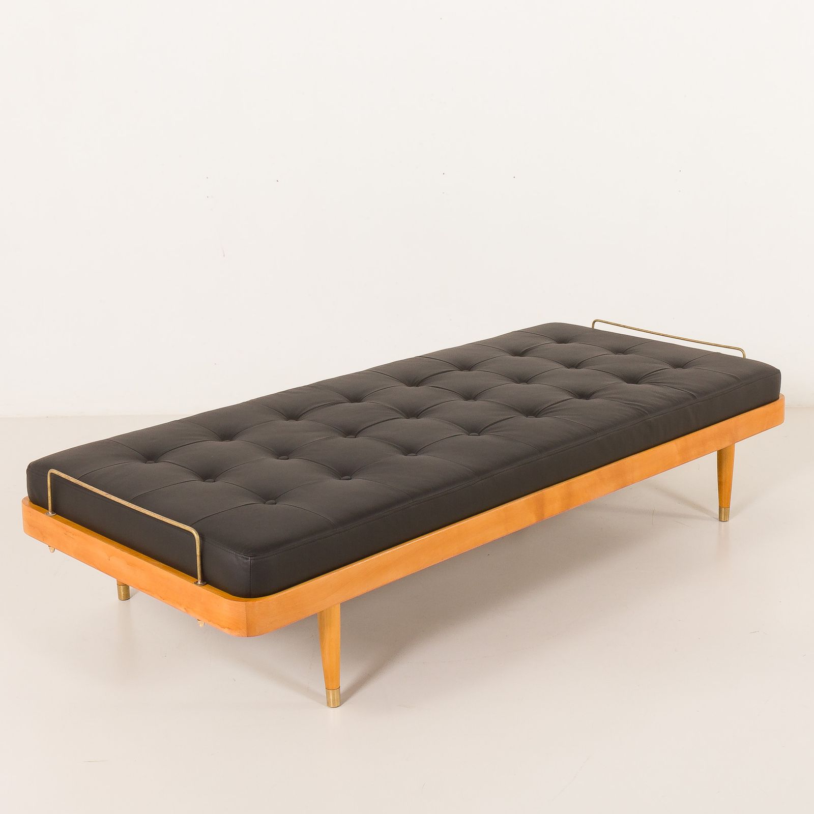 Danish Mid Century Daybed In Black Leather Attr. To Horsens Mobelfabrik, 1960s photo for sale
