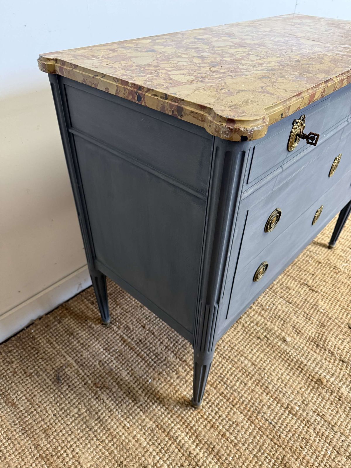Louis XVI Style Painted Commode , Pale Grey photo for sale