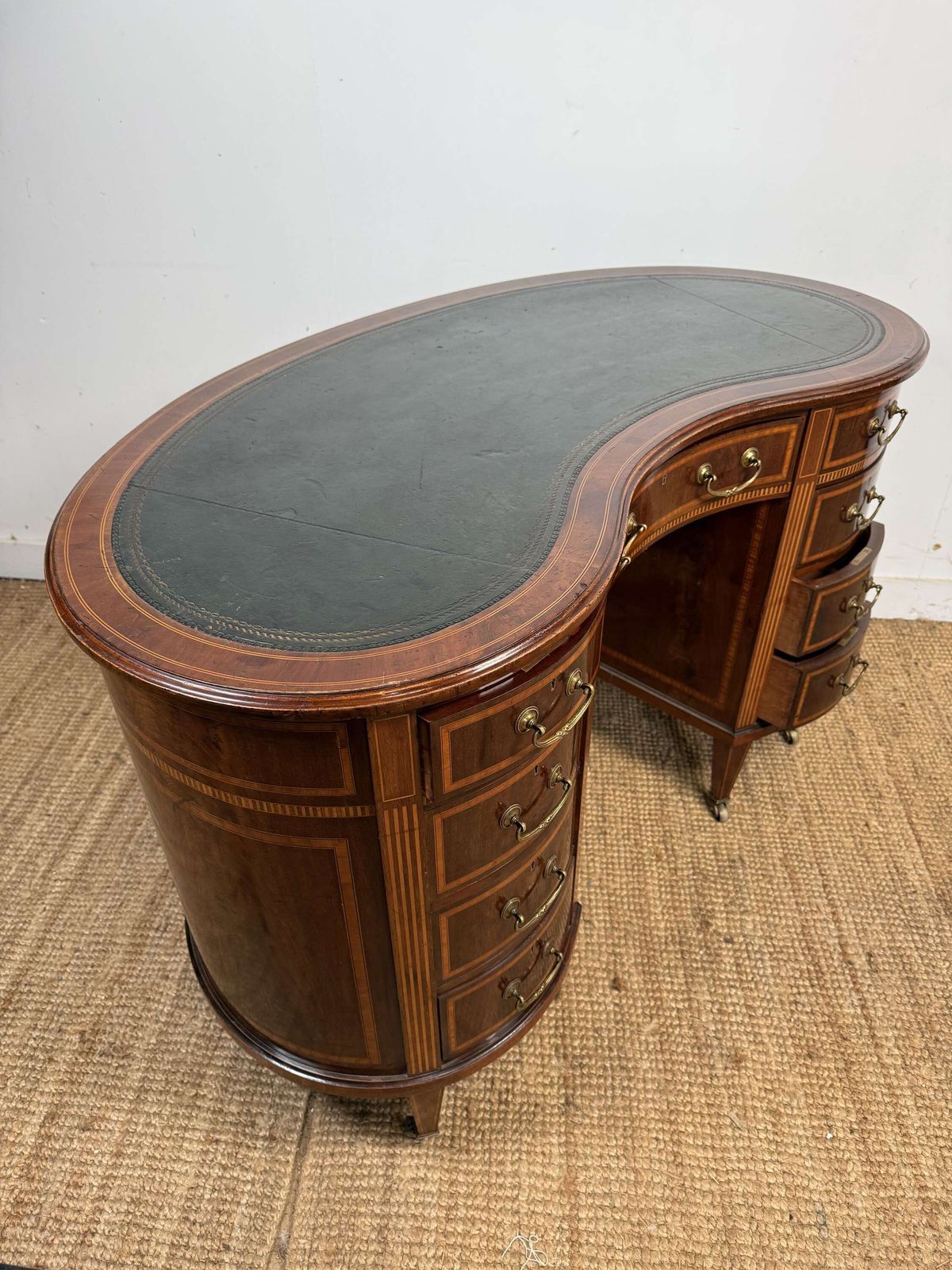 Furniture Edwardian Kidney Shaped Writing Desk / Pedestal Desk photo