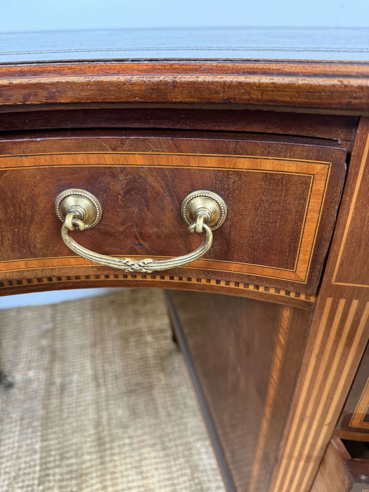 1695.0 Edwardian Kidney Shaped Writing Desk / Pedestal Desk photo