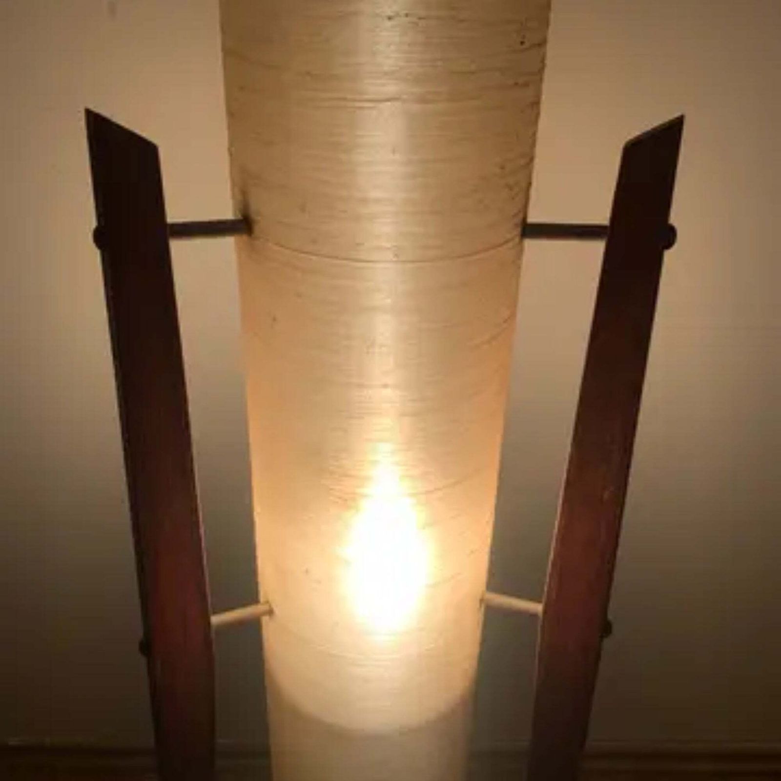 photo furniture Retro Rocket Floor Lamp, Fibreglass Shade & Wooden Legs, 1960s