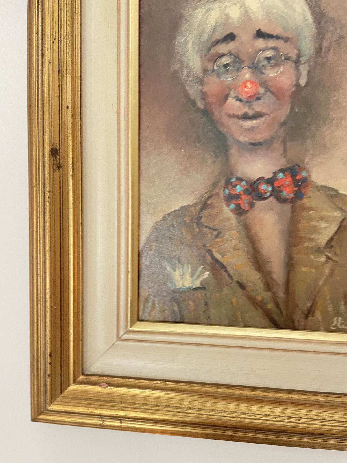 Vintage Oil Painting Of A Clown photo vinterior