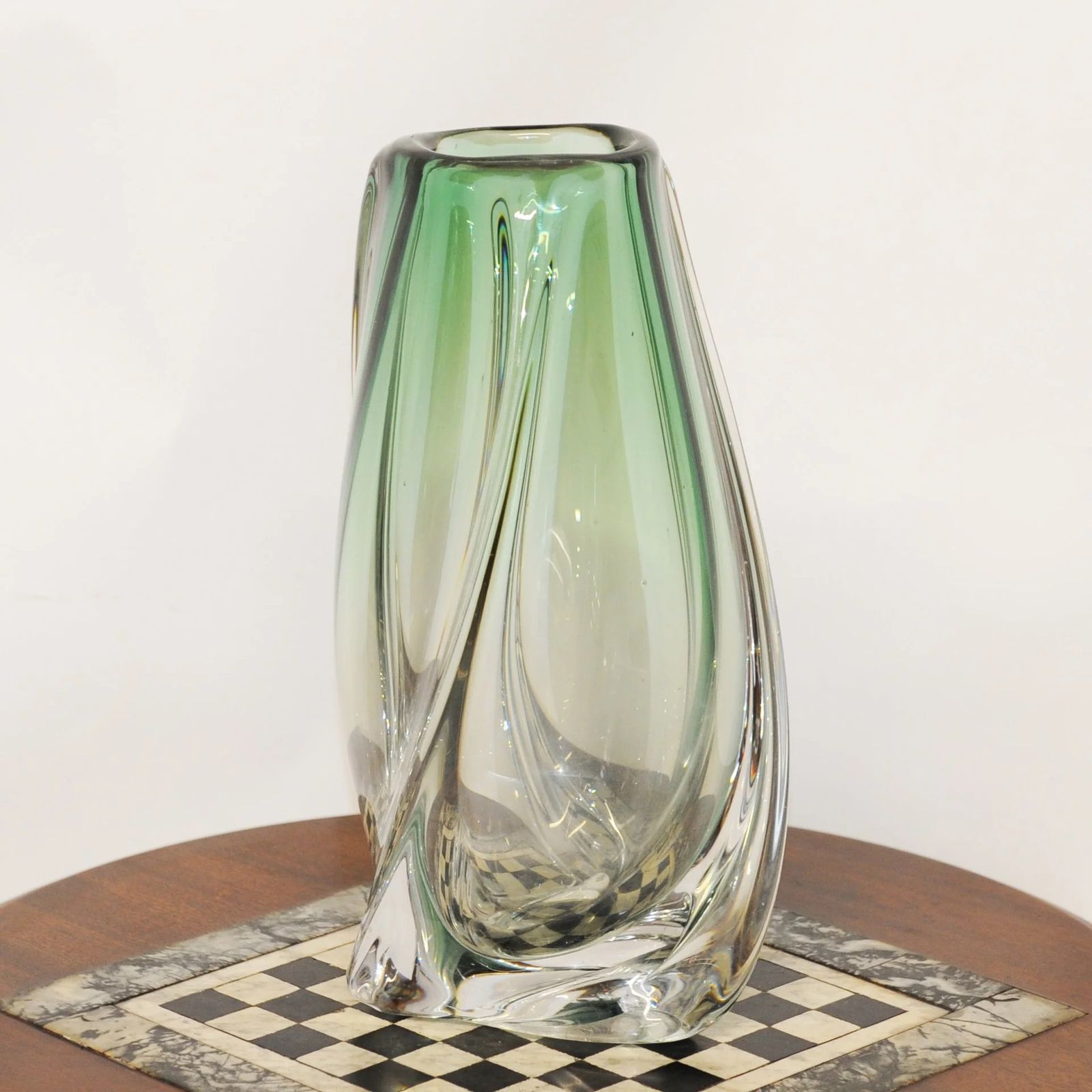 Green Lead Crystal Vase By Val Saint Lambert Of Belgium, 1950s photo furniture
