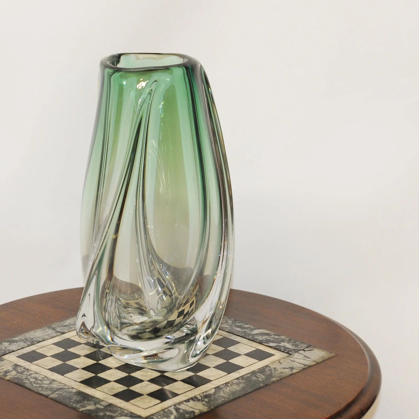 Green Lead Crystal Vase By Val Saint Lambert Of Belgium, 1950s photo vinterior