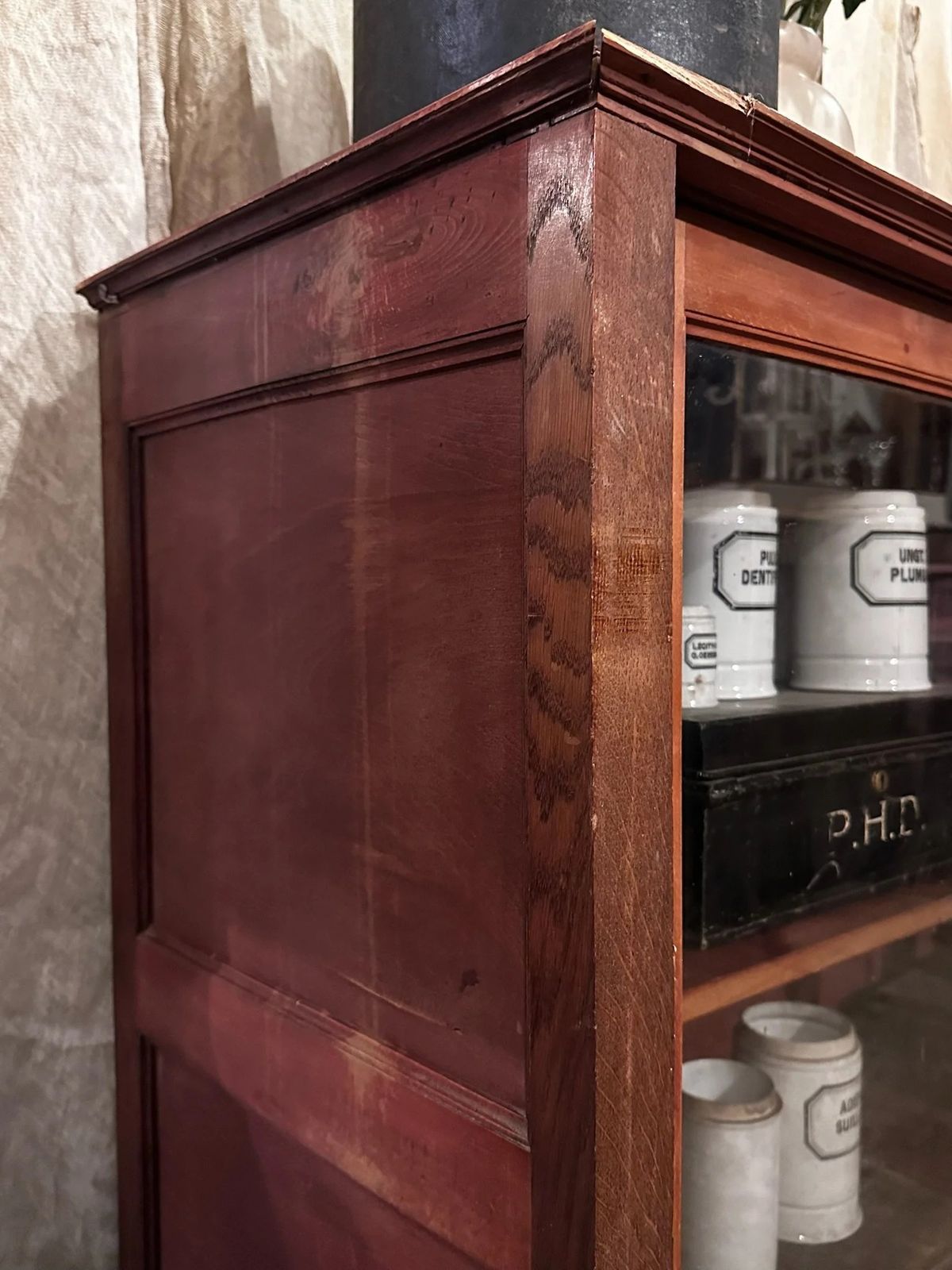 English Glazed Mahogany Sliding Door Library Cabinet C1910 photo vintage